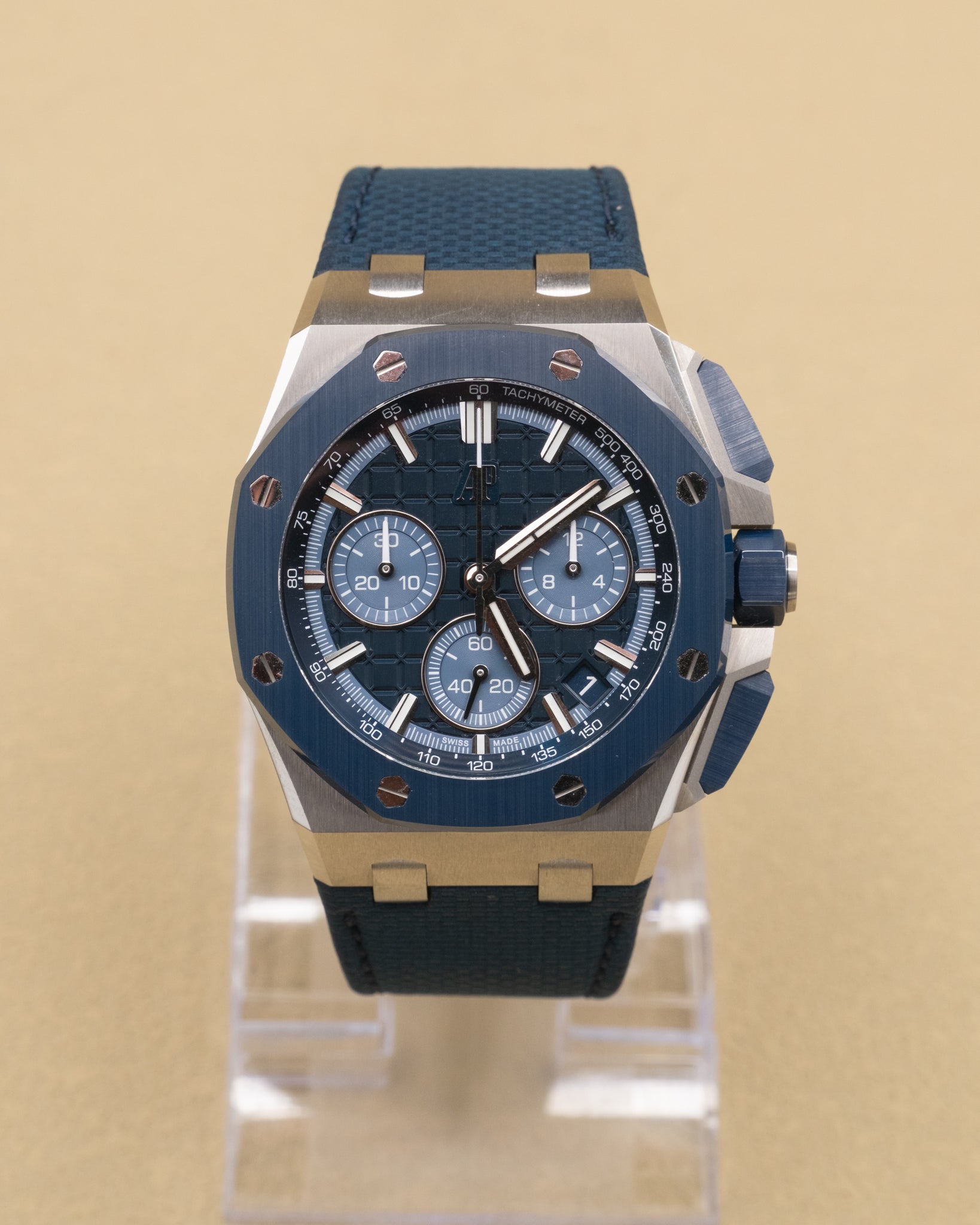 Audemars Piguet Royal Oak Offshore Bleu Nuit, Nuage 50 Dial on Blue Leather Strap 26420SO.OO.A029VE.01 Complete
