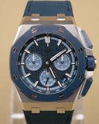 Audemars Piguet Royal Oak Offshore Bleu Nuit, Nuage 50 Dial on Blue Leather Strap 26420SO.OO.A029VE.01 Complete