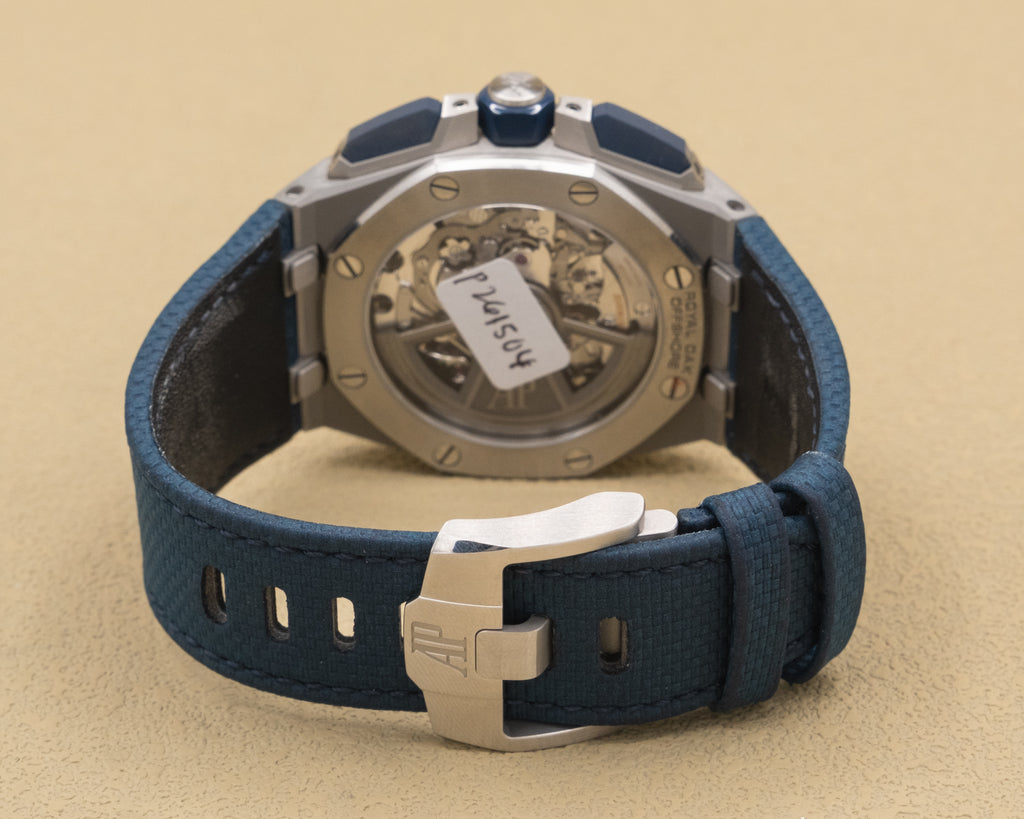 Audemars Piguet Royal Oak Offshore Bleu Nuit, Nuage 50 Dial on Blue Leather Strap 26420SO.OO.A029VE.01 Complete