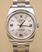 Rolex Airking Silver Stick Dial on Oyster 114200