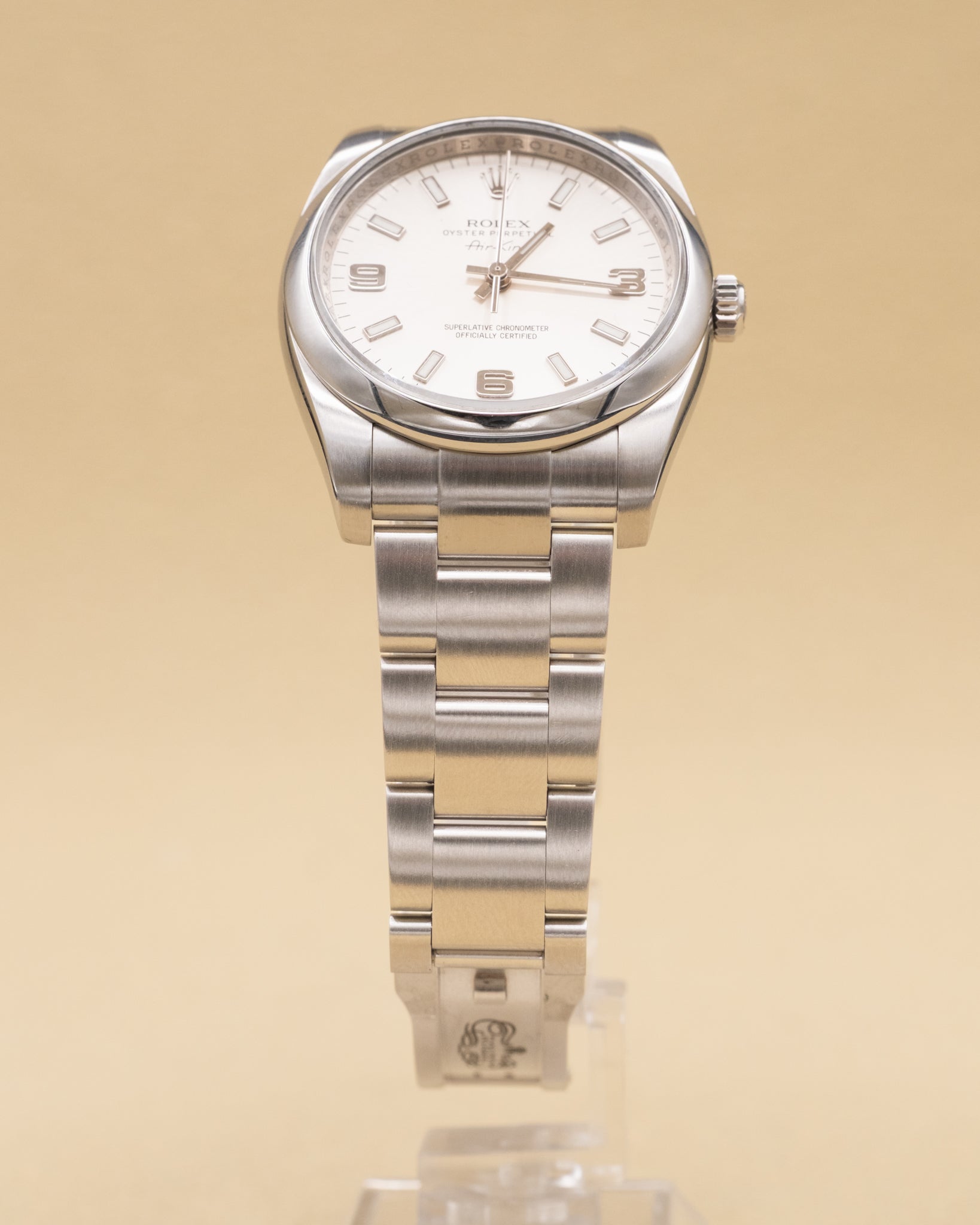 Rolex Airking Silver Stick Dial on Oyster 114200