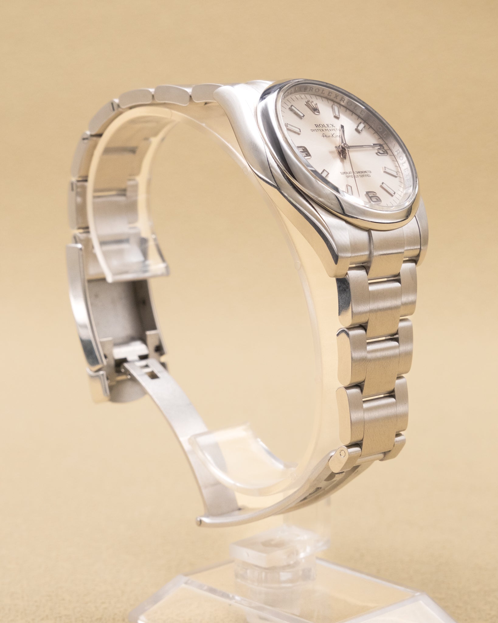 Rolex Airking Silver Stick Dial on Oyster 114200