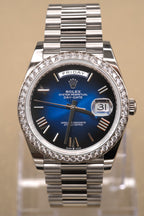 Rolex Day-Date 40 Blue Ombre Roman Dial on President 228349RBR Complete 2025