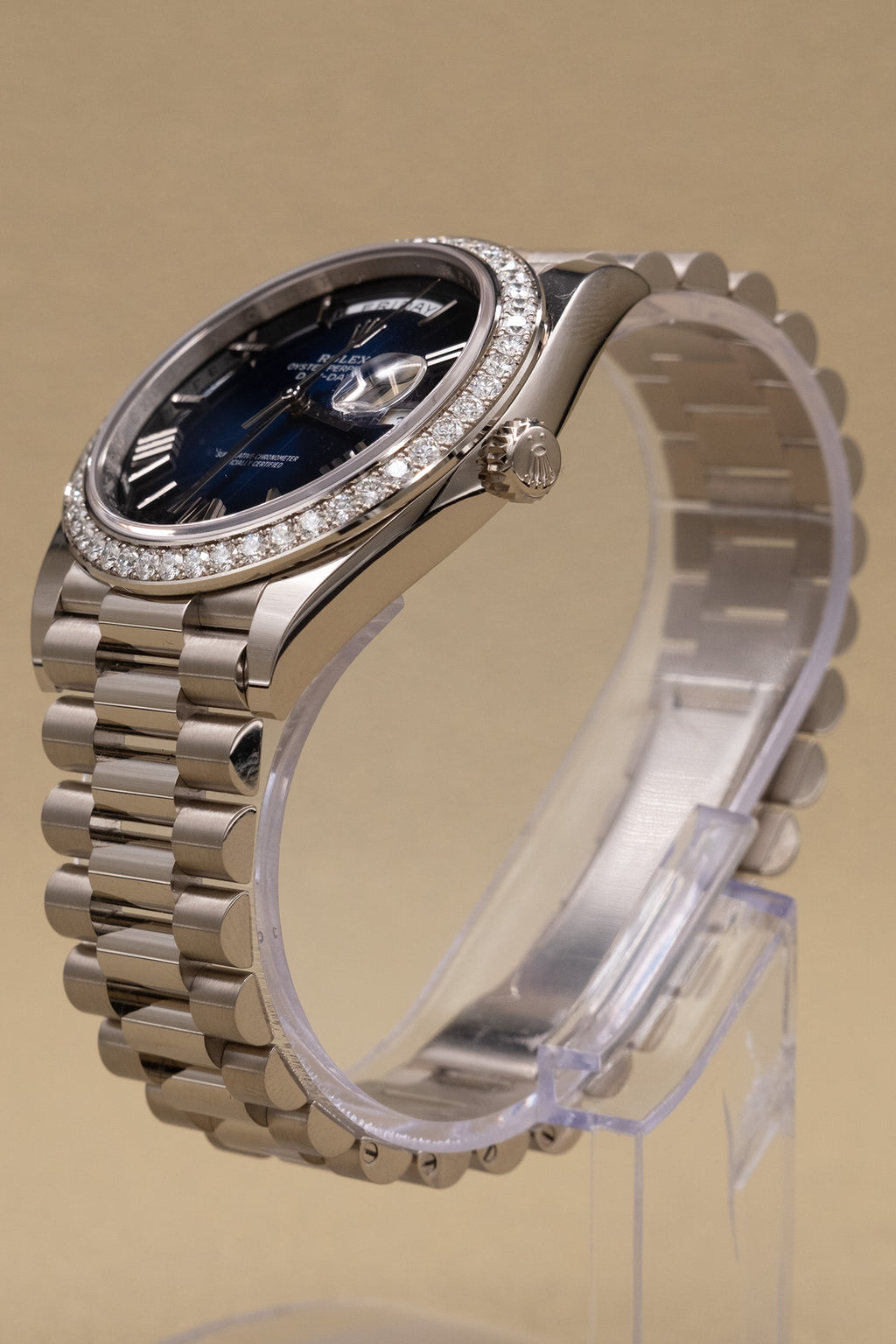 Rolex Day-Date 40 Blue Ombre Roman Dial on President 228349RBR Complete 2025