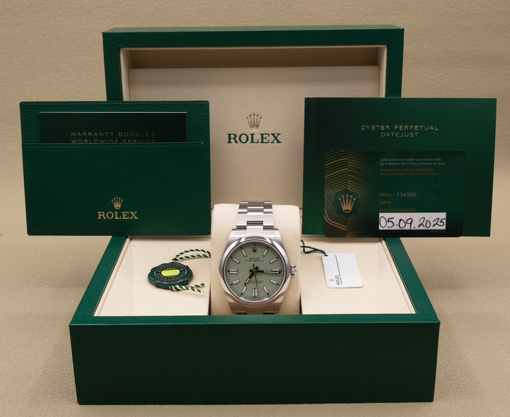 Rolex Oyster Perpetual 41 Pistachio Dial on Oyster 134300 Complete 2025