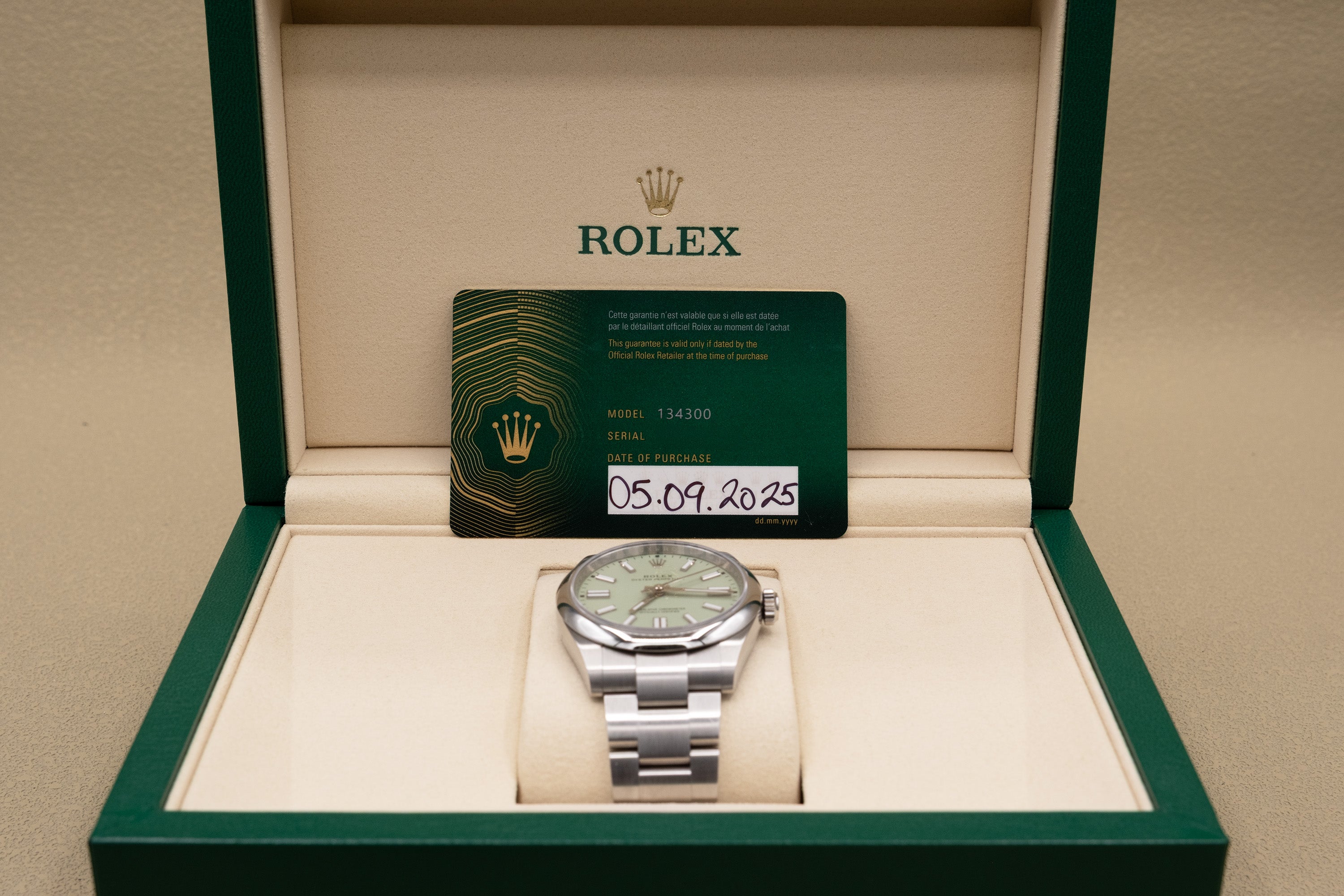 Rolex Oyster Perpetual 41 Pistachio Dial on Oyster 134300 Complete 2025