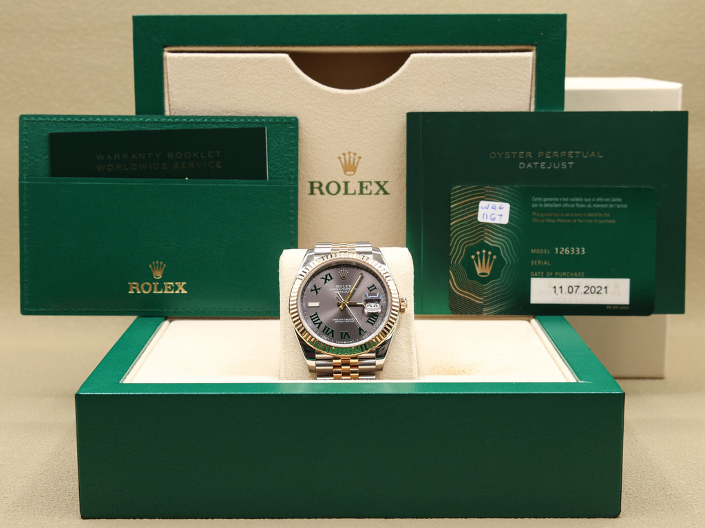 Rolex Datejust 41 Slate Green Roman Dial on Jubilee 126333 Complete 2021