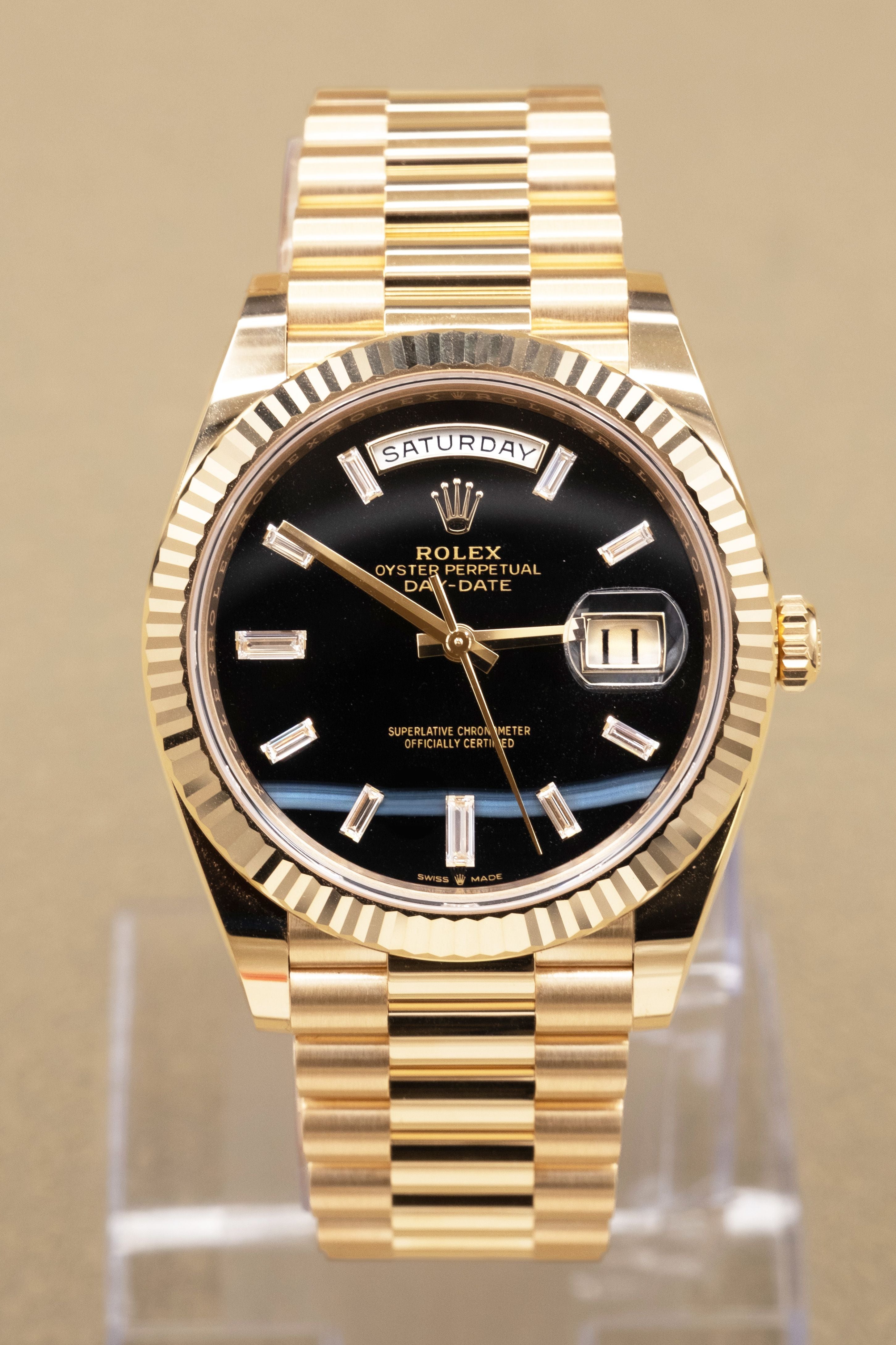 Rolex Day-Date 40 Onyx Dial on President 228238 Complete 2026