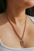 14K Rose Gold Round Natural Diamond Dog Tag Pendant 8.3ct P-2324