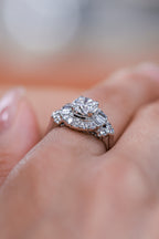 Platinum Round & Baguette Diamond Halo Engagement Ring 2.22ct R-122RD