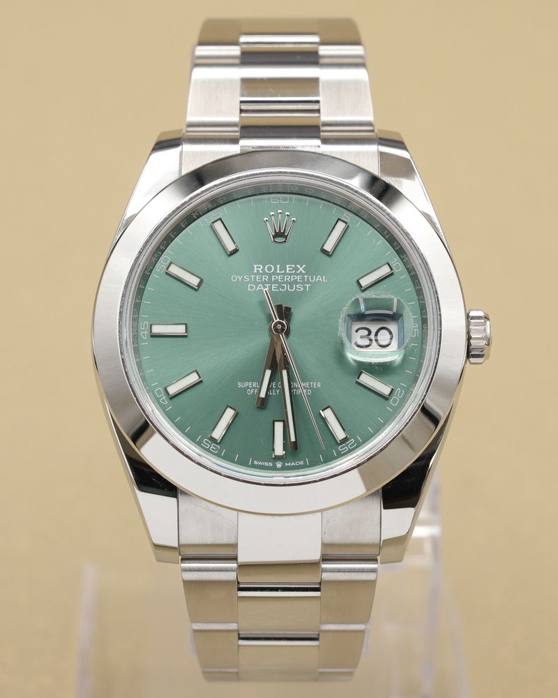 Rolex Datejust 41 Mint Green Index Dial on Oyster 126300 Complete 2022