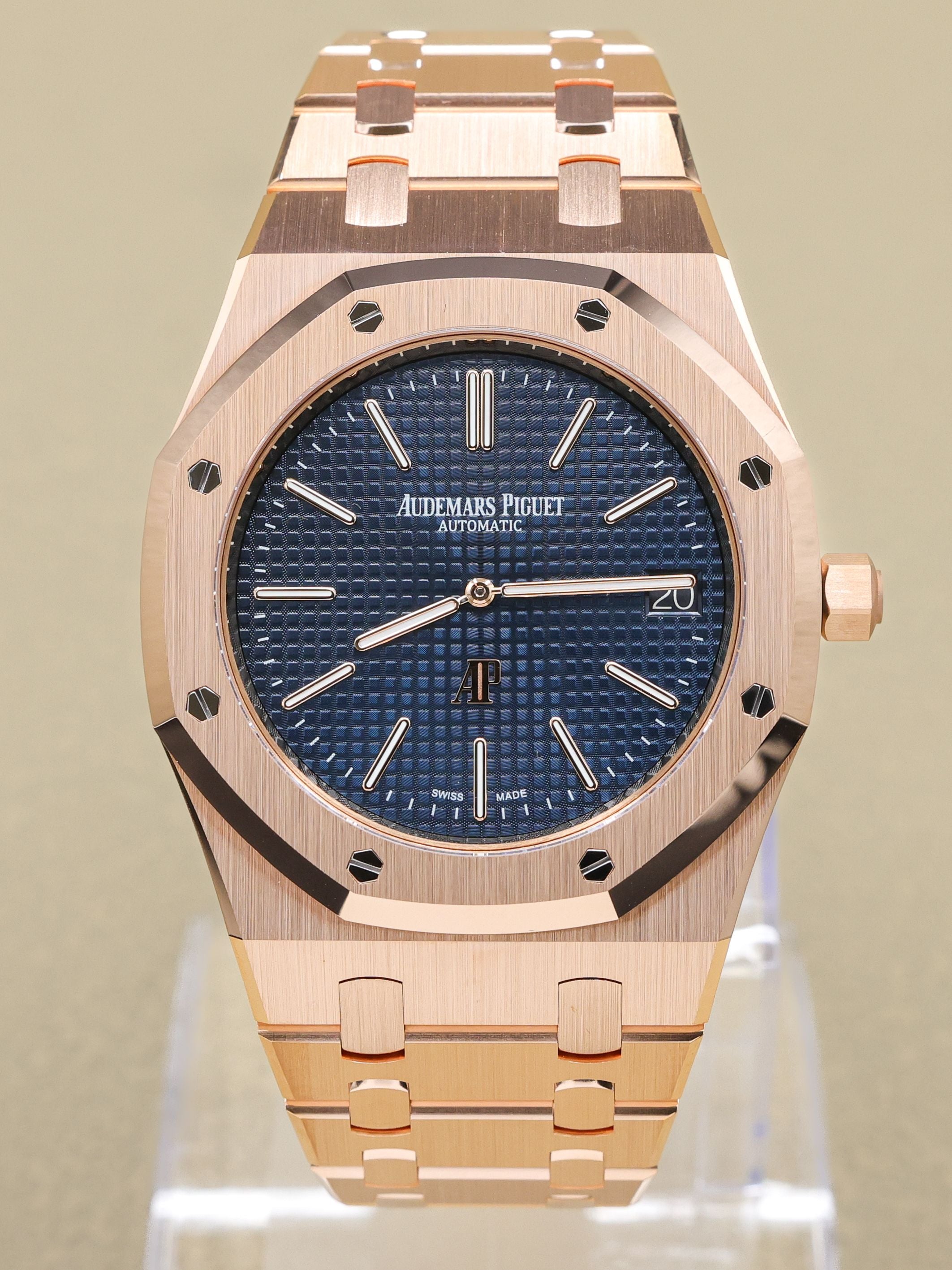 Audemars Piguet Royal Oak Extra-Thin Blue Dial on Bracelet 15202OR.OO.1240OR.01.A Card 2021