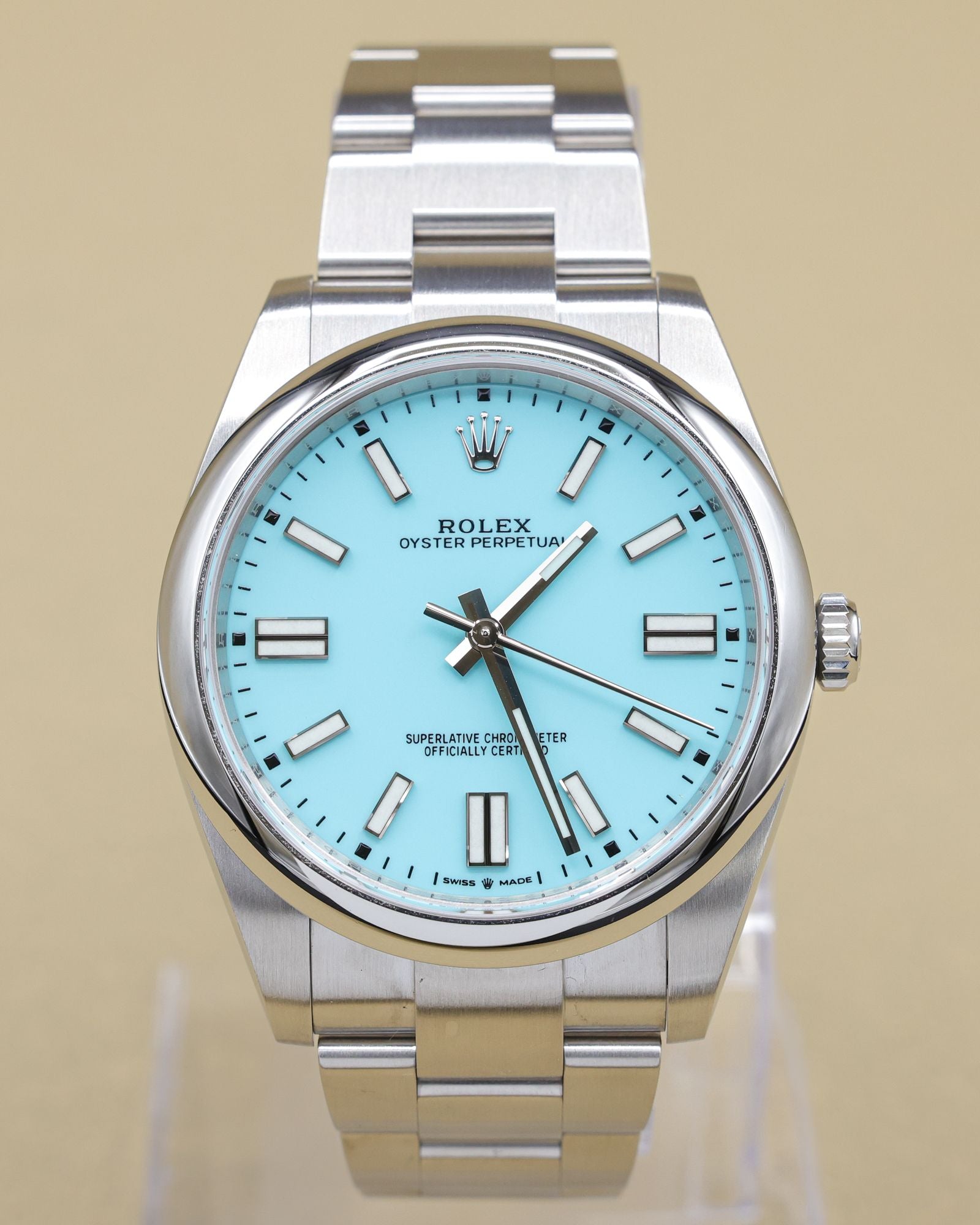 Rolex Oyster Perpetual 41 Turquoise Blue Index Dial on Oyster 124300 Complete 2021