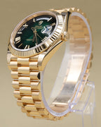 Rolex Day-Date 40 Green Ombre Roman Dial on President 228238 Complete 2025