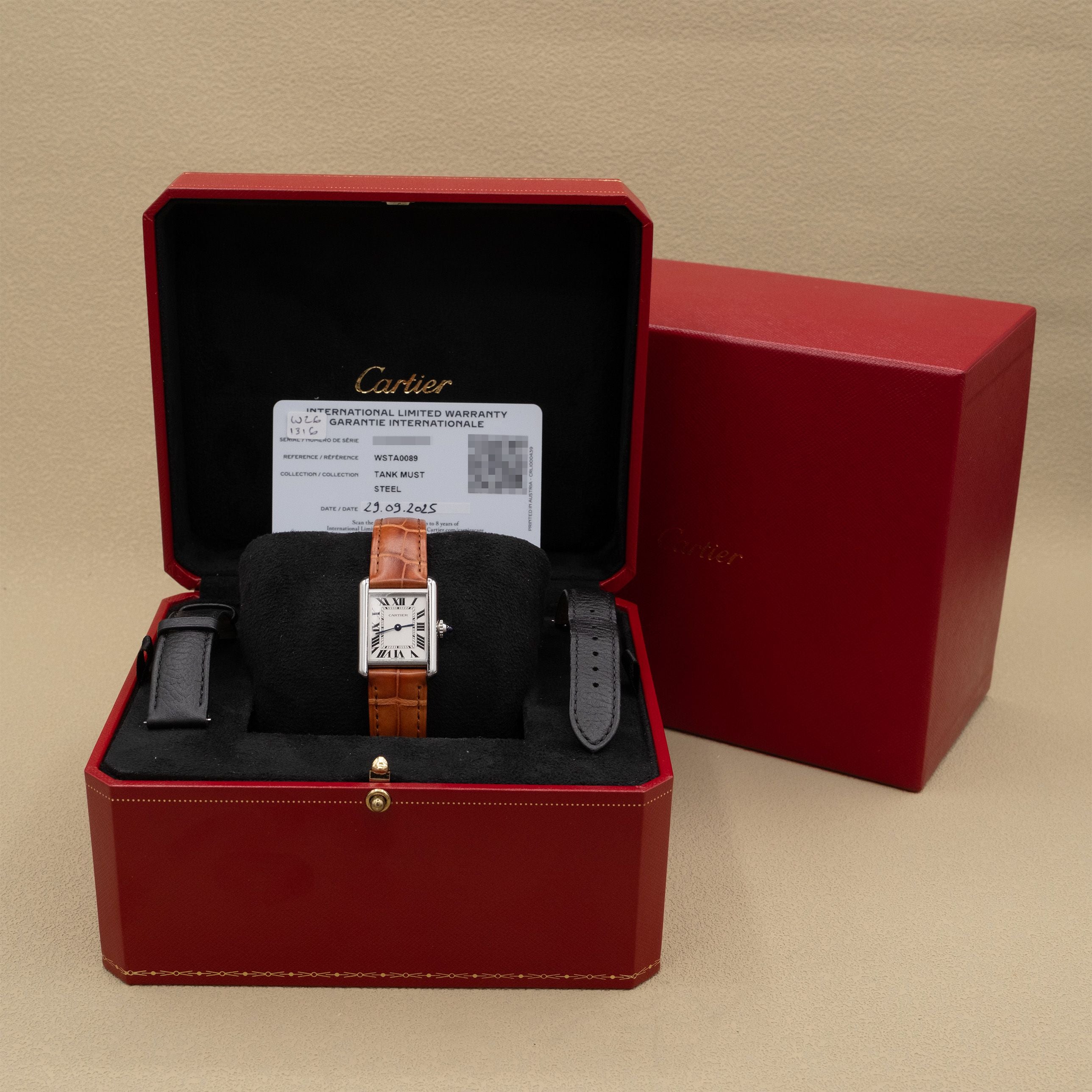 Cartier Tank Must White Dial on Brown Leather WSTA0089 Complete 2025