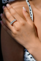 Oval Natural Diamond 18KT White Gold Eternity Band 7.61ct R-761AF