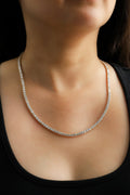 18K Yellow Gold Round Diamond Straight Tennis Necklace 26.8ct N-2334RD