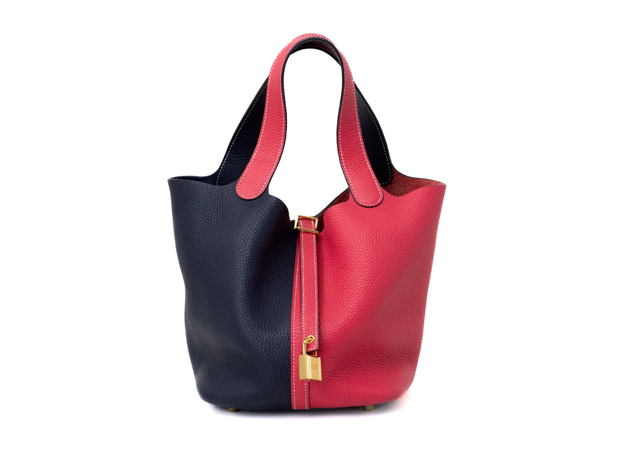 Hermes Picotin Rose Extreme Bleu Nuit Taurillon Clemence Lock MM Casaque Handbag