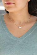 14K Yellow Gold MOP & Diamond Butterfly Necklace 6.3ct N-04711834