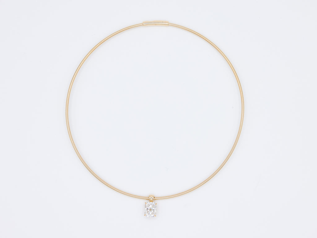 14K Yellow Gold Lab Cushion Diamond Solitaire Pendant 9.9ct N-311CU