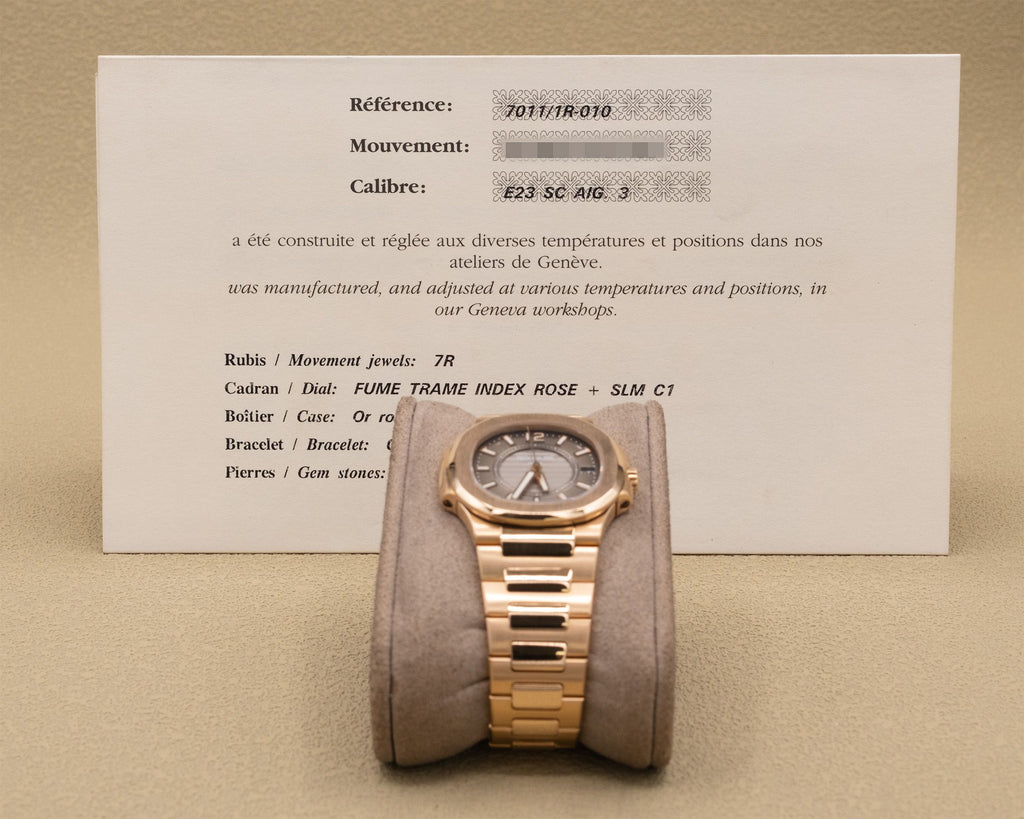 Patek Phillippe Nautilus Smoke Brown Dial on Rose Gold 7011/1R-010 Papers 2009