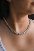18K White Gold Round Diamond Graduate Tennis Necklace 32ct N-4025RD