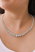 18K White Gold Graduate Round Diamond Tennis Necklace 2.70ct N-31055