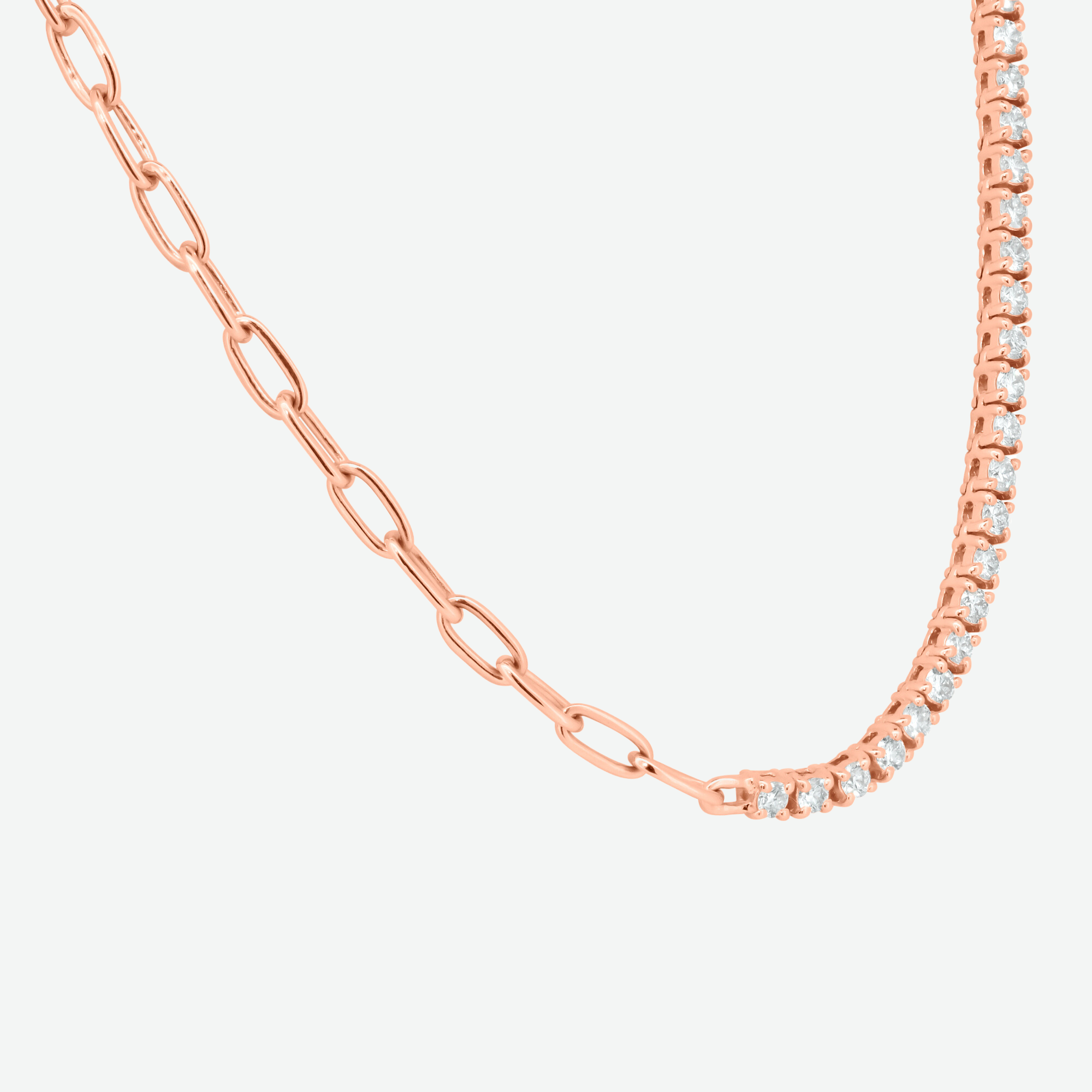 14K Yellow Gold Round Diamond Half Tennis Necklace 14.2ct N-6886LN1