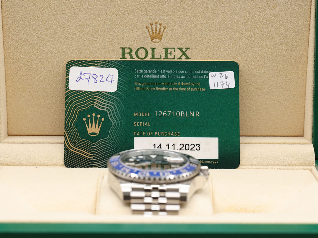Rolex GMT-Master II Batgirl Black Dial on Jubilee 126710BLNR Complete 2023