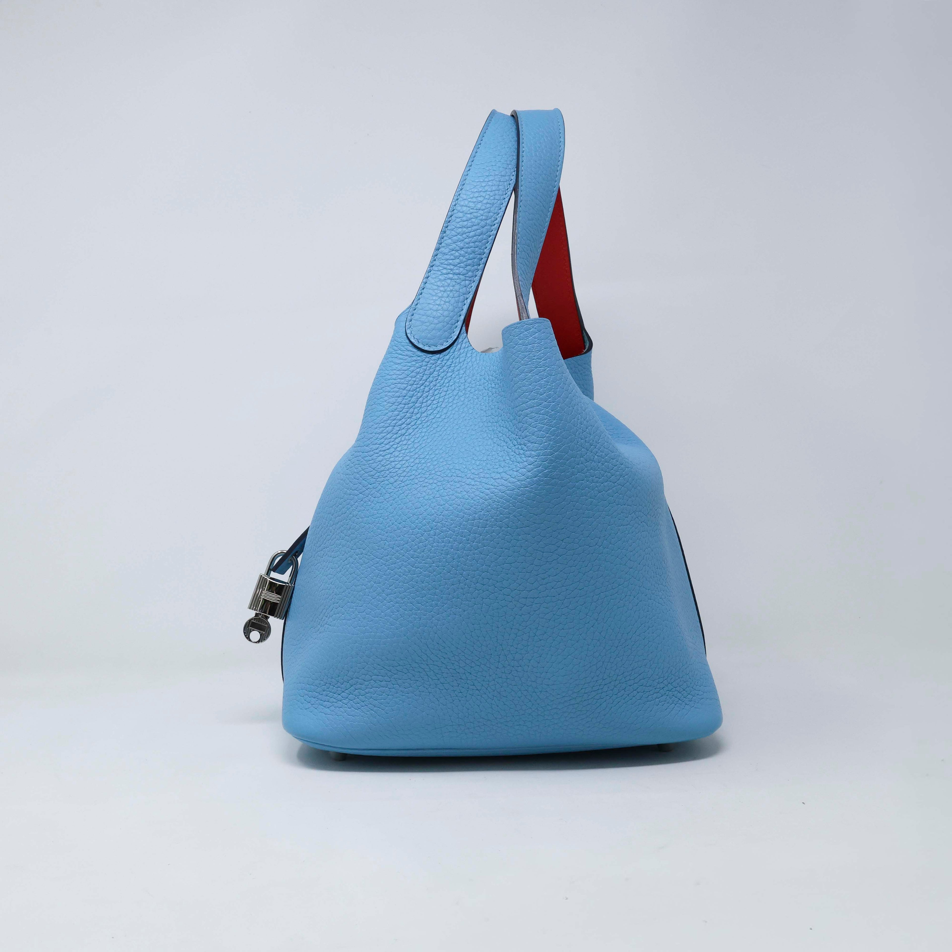 Hermes Pitcotin Lock MM Eclat Tarillon Clemence Blue Frida & Rose