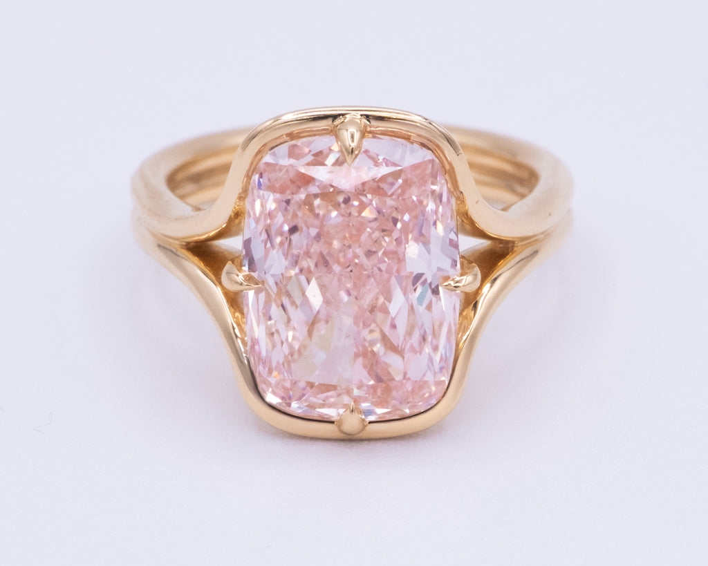 Yellow Gold PINK DIAMOND Engagement Ring 6.24 cts.