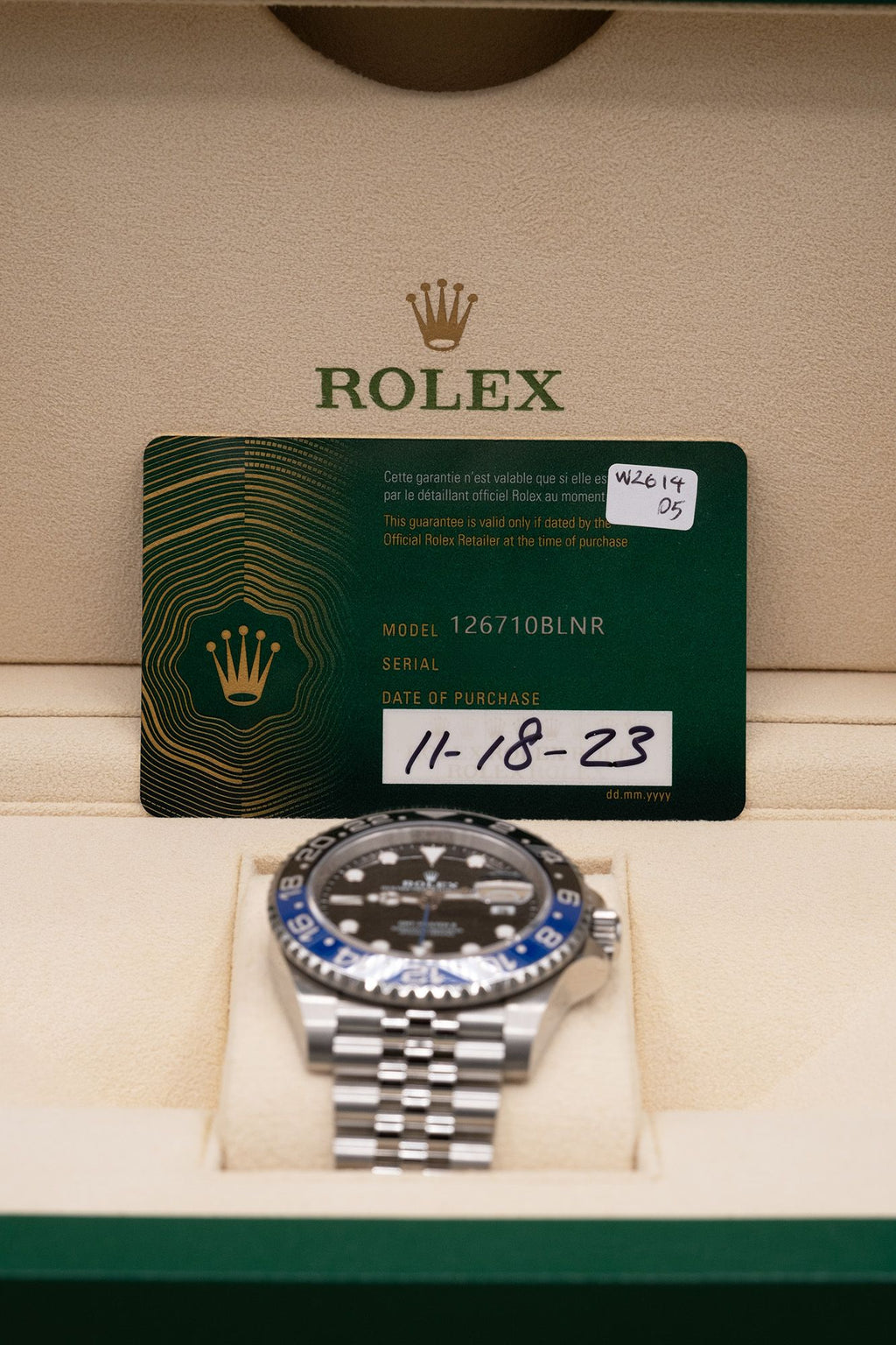 Rolex GMT-Master II Batgirl Black Dial on Jubilee 126710BLNR Complete 2023