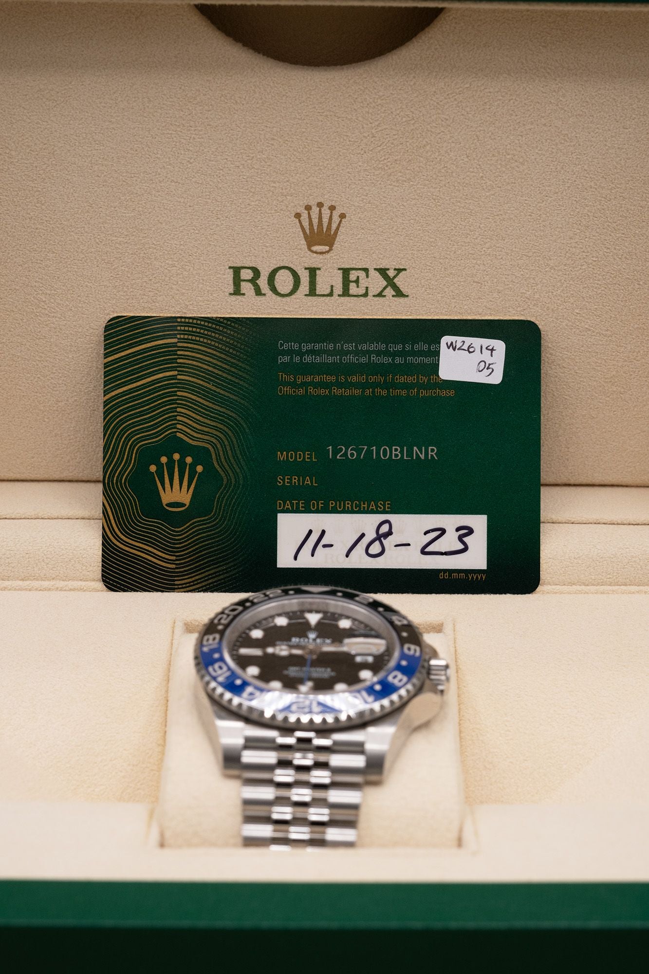Rolex GMT-Master II Batgirl Black Dial on Jubilee 126710BLNR Complete 2023
