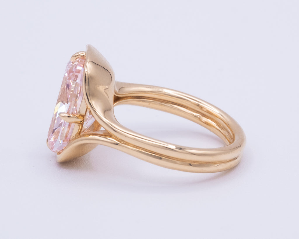 Yellow Gold PINK DIAMOND Engagement Ring 6.24 cts.