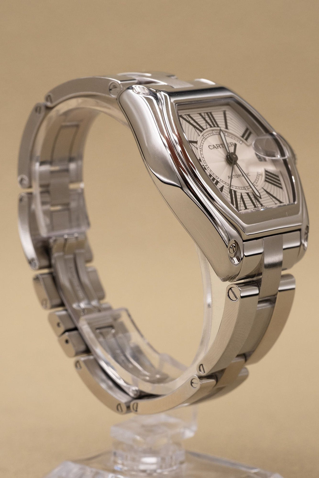 Cartier Roadster Silver And Steel Roman Dial on Bracelet W62025V3