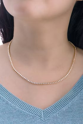14K Yellow Gold Round Diamond Illusion Tennis Necklace 5ct N-51RD