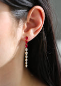 18KT Yellow Gold Ruby & Diamond Dangle Earrings 4.36ctw E-436RUBY