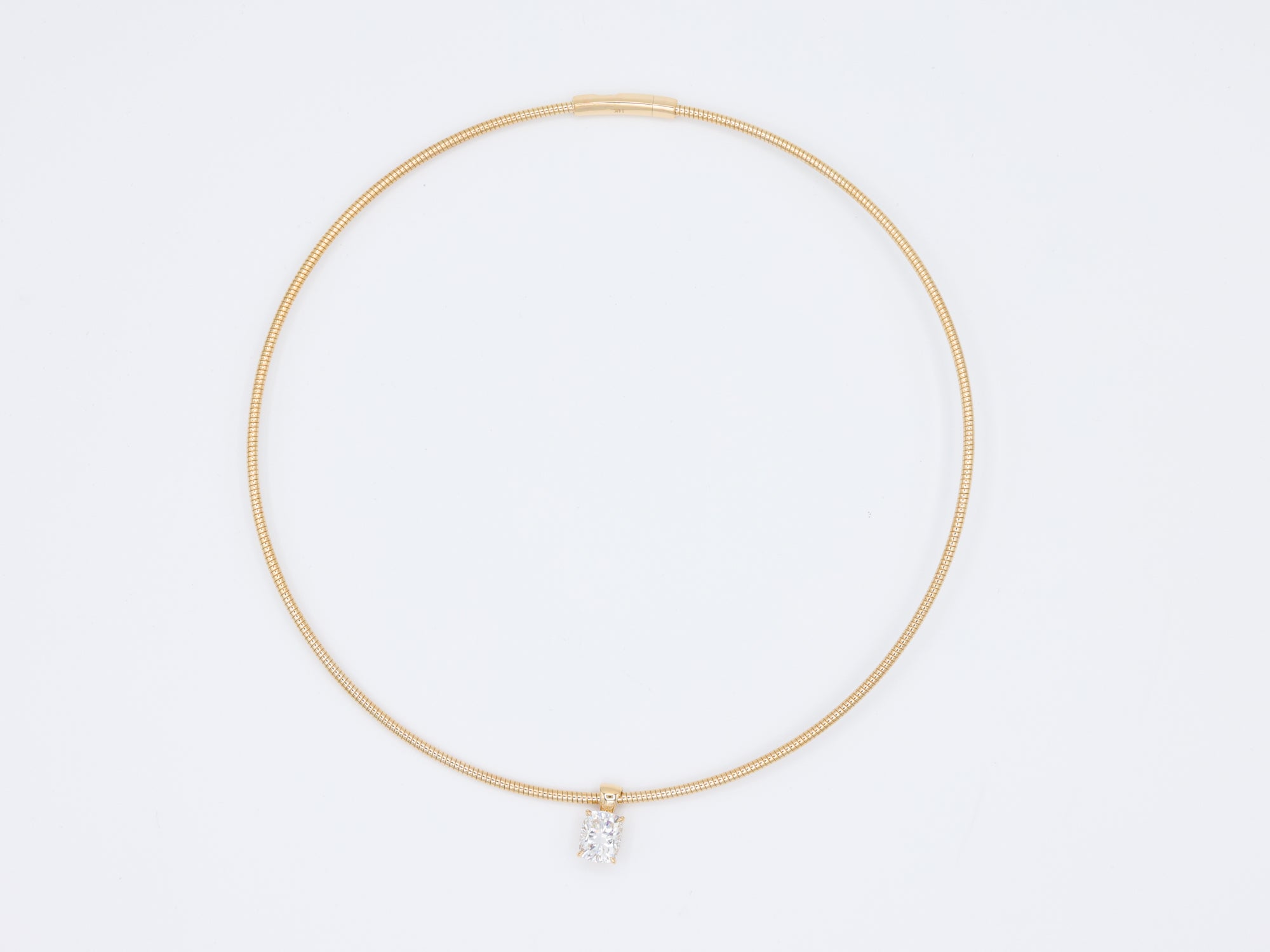 14K Yellow Gold Lab Grown Cushion Solitaire Pendant 9.7ct N-201CU