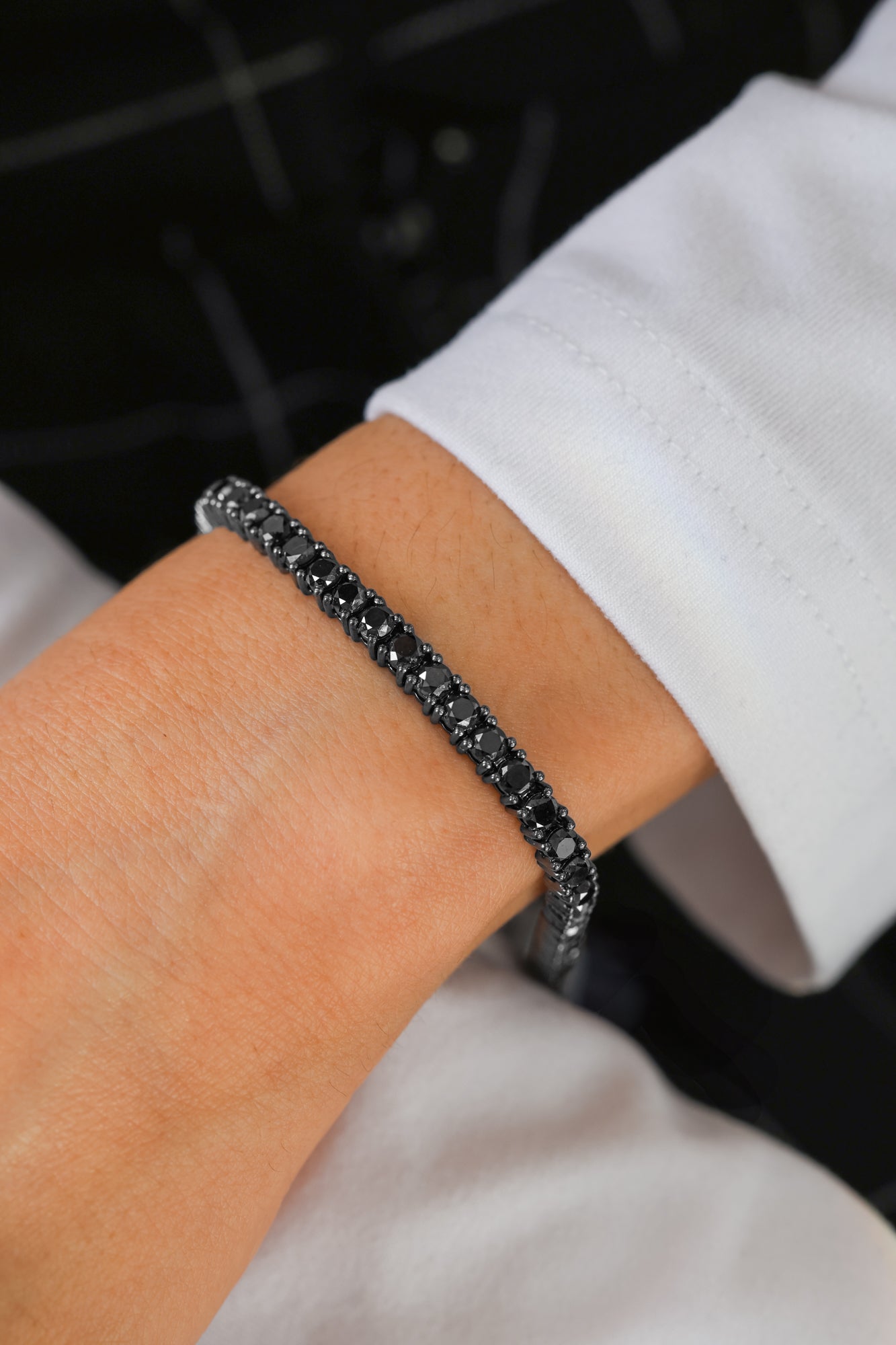 Tennis Bracelet in 14K White Gold, 9.94ct B-994BLK