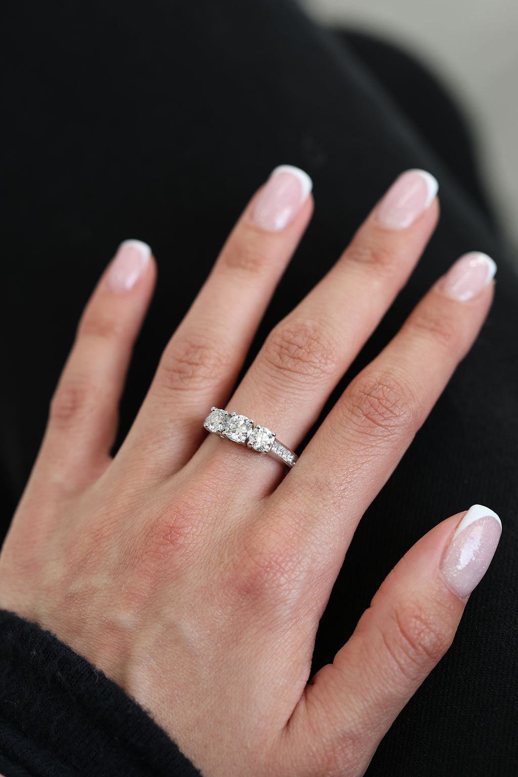 Round Princess Diamond 18KT White Gold Women's Band 1.33ct R-SD105