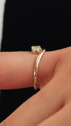 Yellow Gold Wavy Stack Ring Fashion Ring 0.7 cts.