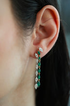 White Gold MARQUISE EMERALD AND PEAR DANGLE Dangles Earrings 3.67 cts.