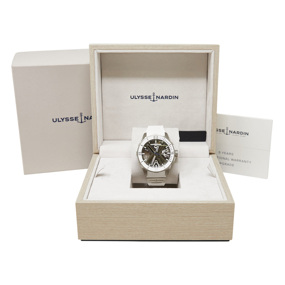 Ulysse Nardin Diver X Skeleton Skeleton Dial on White Rubber Strap 3723-170-1A Complete 2023