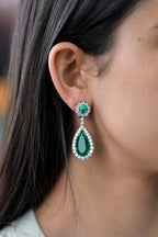 Platinum Pear and Oval Natural Diamond Dangle Earrings 23.29ctw E-2339
