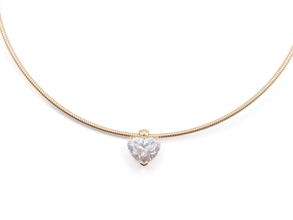 14K Yellow Gold Lab Grown Heart Diamond Collar Necklace 10.7ct N-506HS