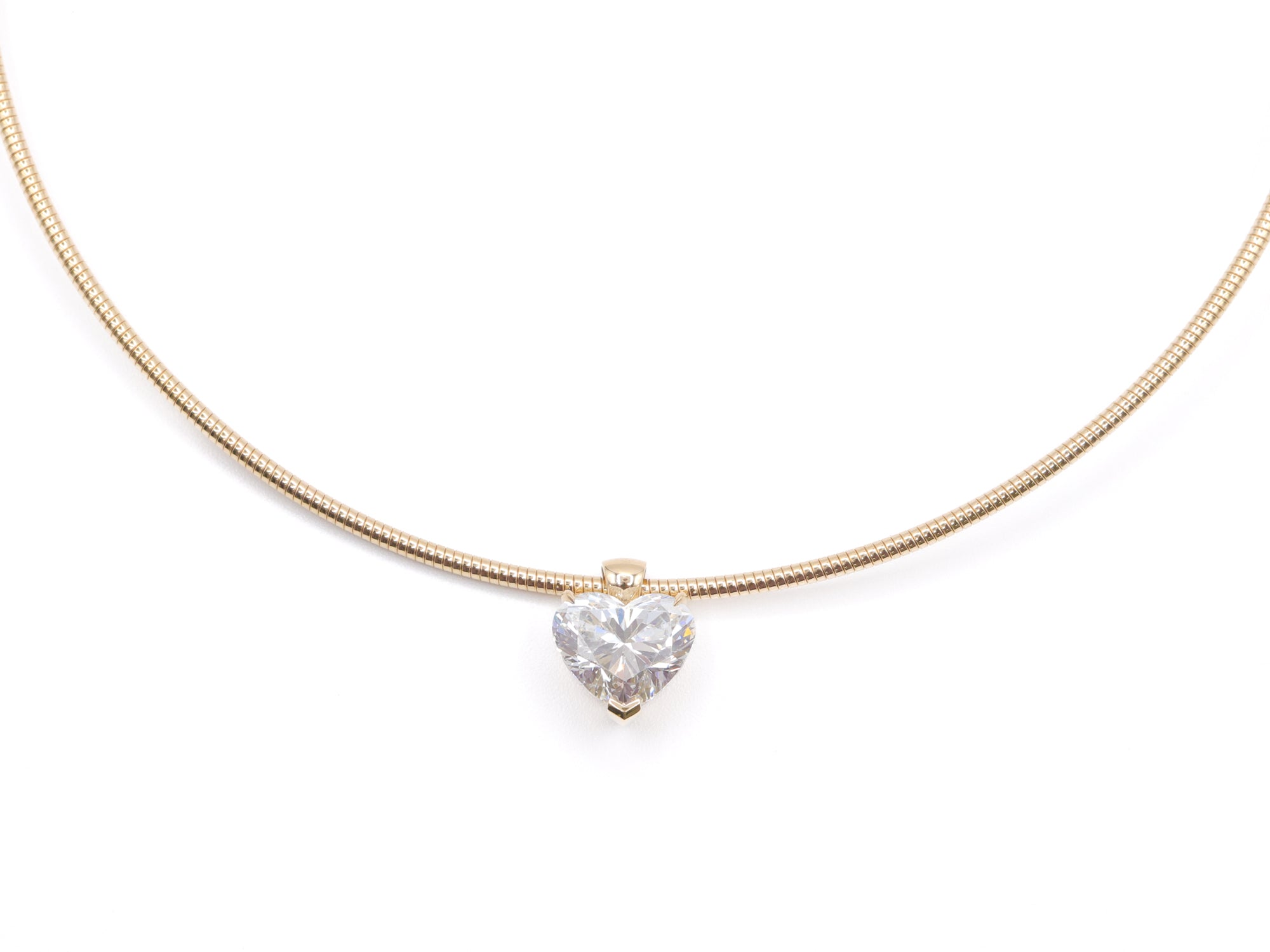 14K Yellow Gold Lab Grown Heart Diamond Collar Necklace 10.7ct N-506HS
