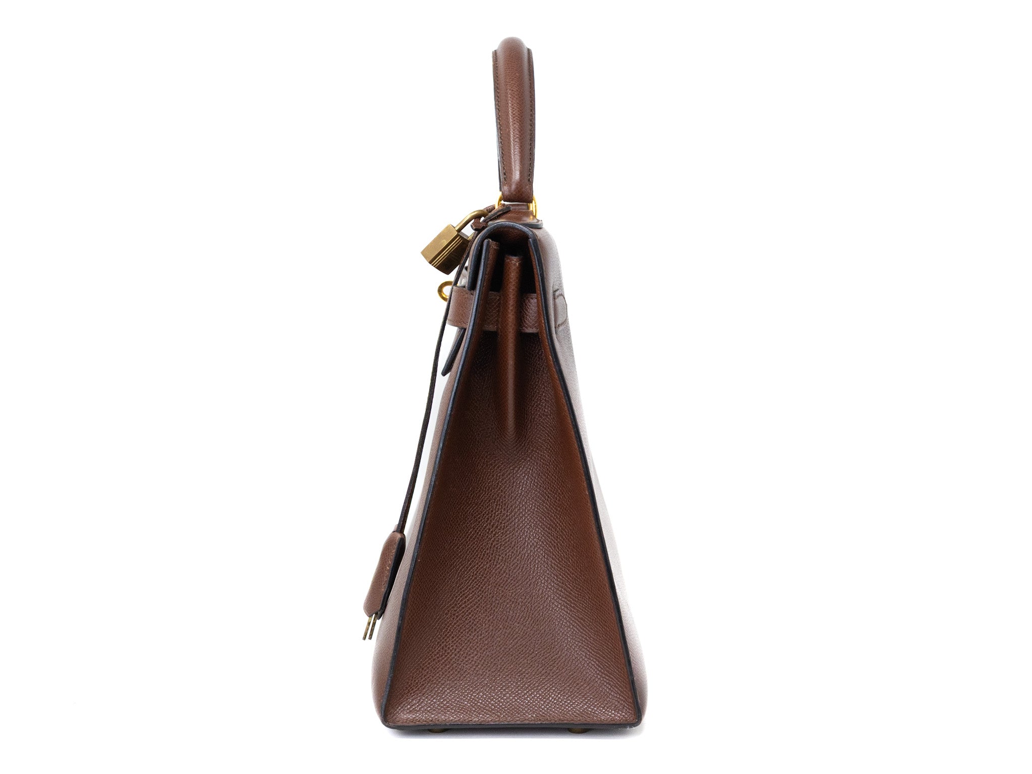 Vintage Hermes Kelly 32 Sellier Brown Handbag