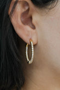 14KT Gold Round Natural Diamond Flexible Hoop Earrings 1.45ctw E-145HOOP