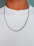 14K White Gold Men's Round Natural Diamond Tennis Necklace 6ct N-65RD