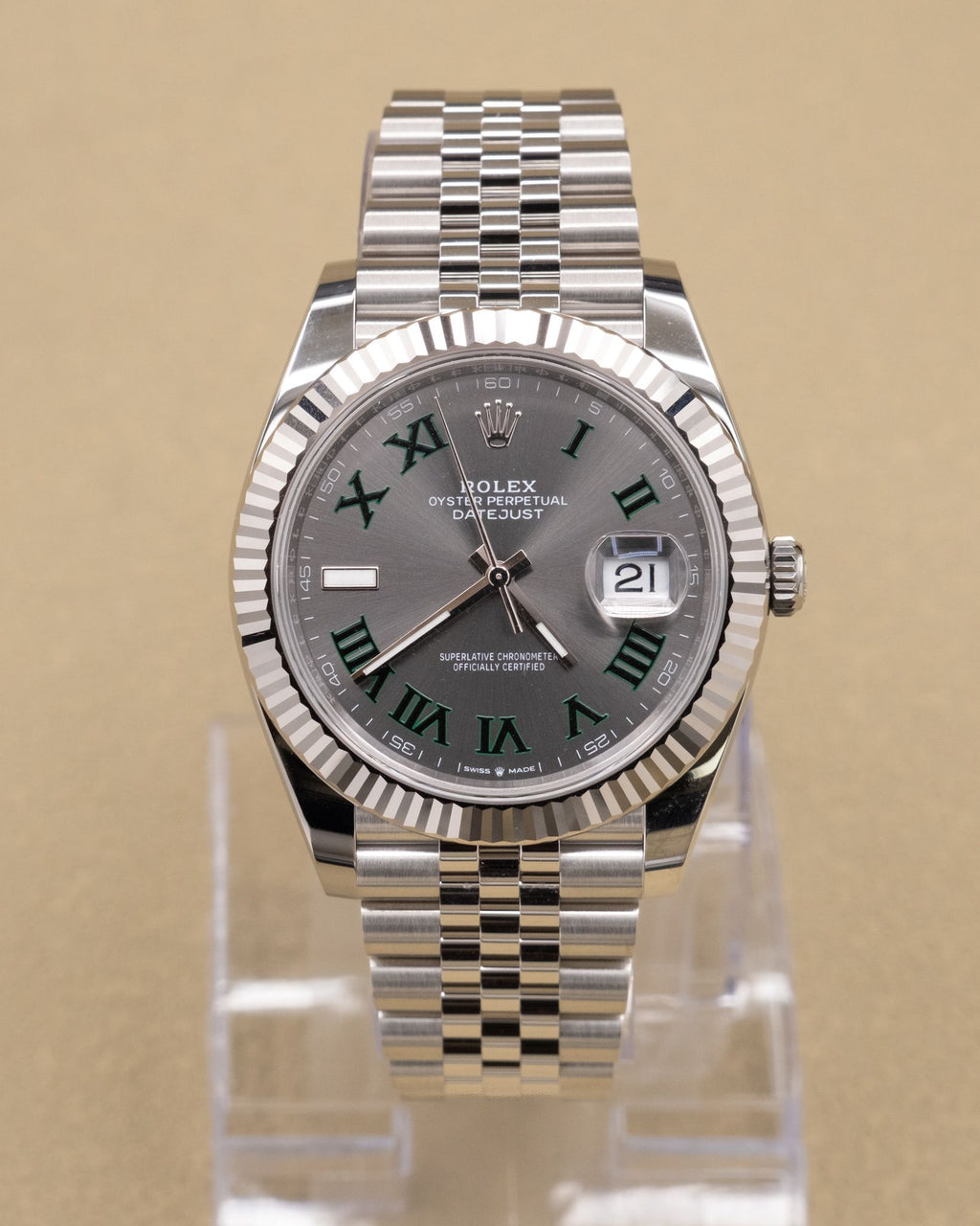 Rolex Datejust 41 Slate Green Roman Dial on Jubilee 126334 Complete 2026